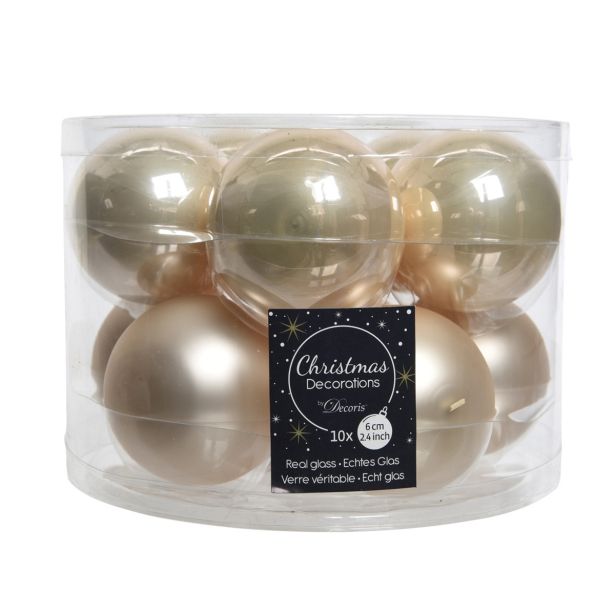 STEKLENE BUNKE V PERLA BARVI, 10 KOSOV, PREMER 60 MM