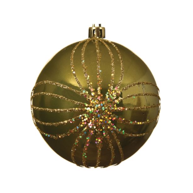 OLIVNO ZELENA BUNKICA Z DEKORJEM 8 CM