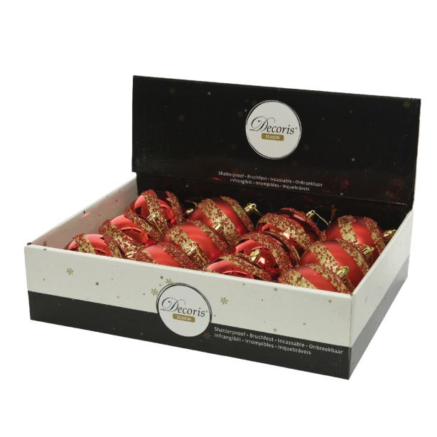 BUNKA IZ UMETNE MASE FI 8 CM RDEČA Z DEKORJEM