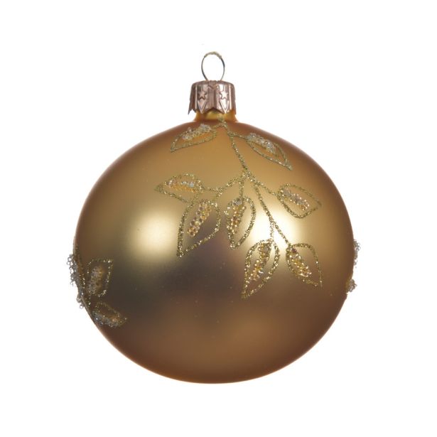 ZLATE STEKLENE BUNKE Z VEJICO, 6 KOSOV, PREMER 80 MM