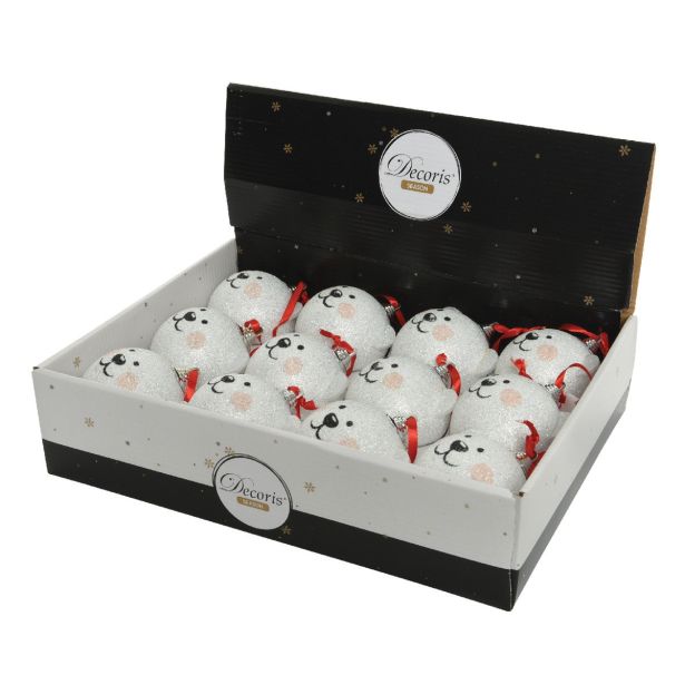 BUNKA ZA NOVOLETNO JELKO BELI MEDVEDEK, FI 80 MM