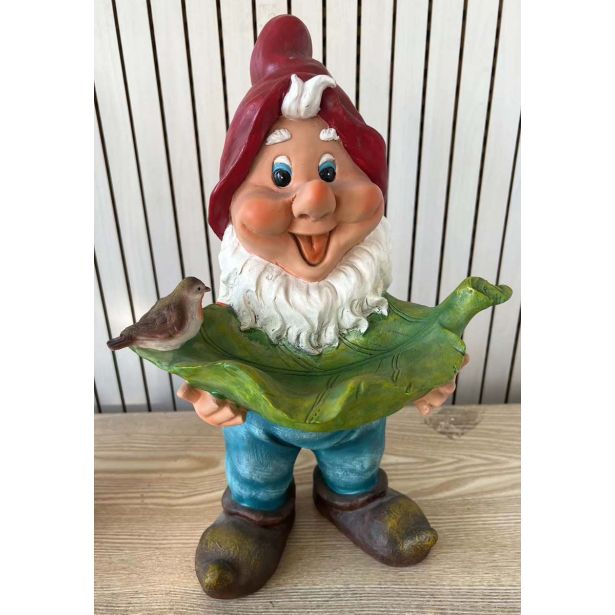 FIGURA, OKRASNA PALČEK Z LISTOM VIŠ 38 CM
