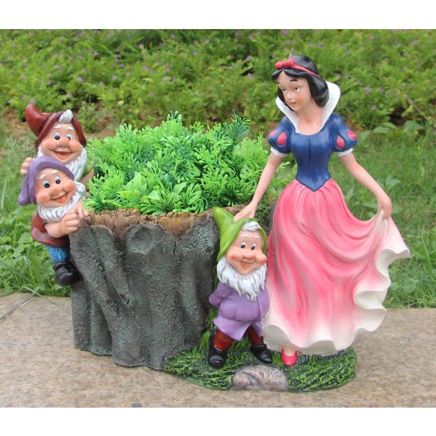 FIGURA, OKRASNA SNEGULJČICA S PALČKI Z LONCEM ZA ROŽE VIŠ 23 C