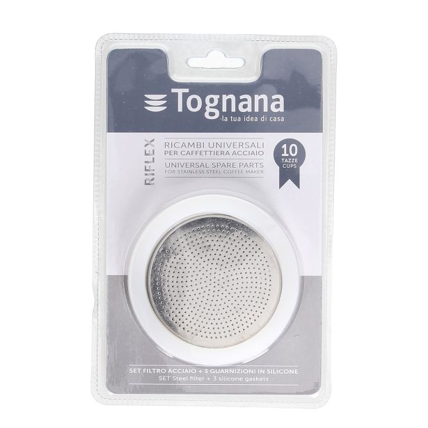 REZERVNI DEL ZA POSODO TOGNANA FILTER + 3 TESNILA ZA KAFETIERO ZA 10 OSEB