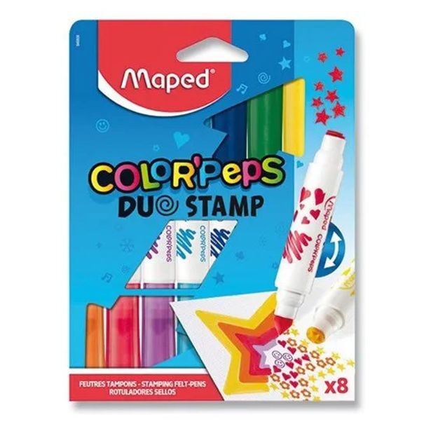 FLOMASTRI MAPED COLOR'PEPS DUO 8/1 S ŠTAMPILJKAMI