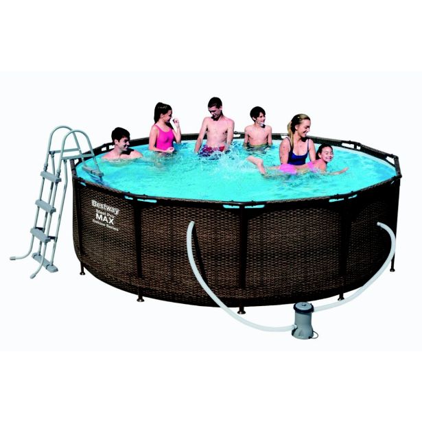 BAZEN S KOVINSKO KONSTRU. BEST WAY FRAME POOL POWER STEEL RATAN DELUXE SET 366X100