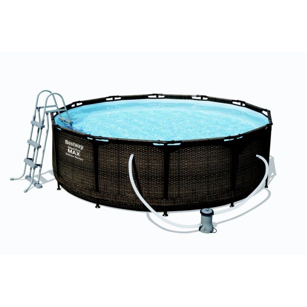 BAZEN S KOVINSKO KONSTRU. BEST WAY FRAME POOL POWER STEEL RATAN DELUXE SET 366X100