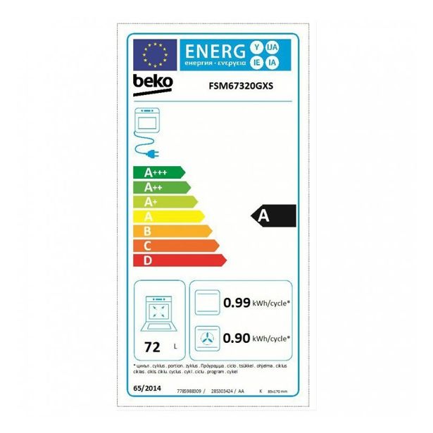 STEKLOKERAMIČNI ŠTEDILNIK BEKO FSM67320GXS