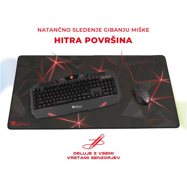 GAMING PODLOGA ZA MIŠKO GENESIS CARBON 500 MAXI FLASH, ČRNO-RDEČA