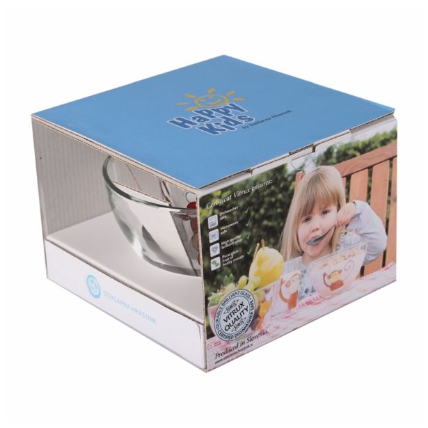GARNITURA SKODELIC STEKLARNA HRASTNIK OTROŠKI SET HAPPY KIDS GOOD ROBOT 2/1