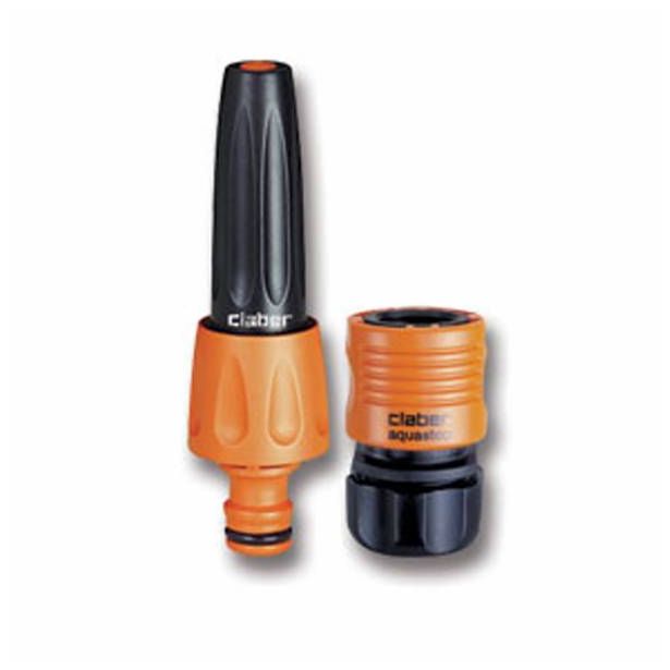 RAZPRŠILEC "JET" IN HITRA SPOJKA ZA 12.7 MM (1/2") VRTNE CEVI Z VENTILOM AQUASTOP.