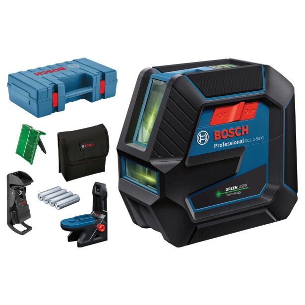 KOMBINIRANI LASER BOSCH GCL 2-50 G Z DRŽALOM RM 10 IN STROPNO SPONKO V KOVČKU