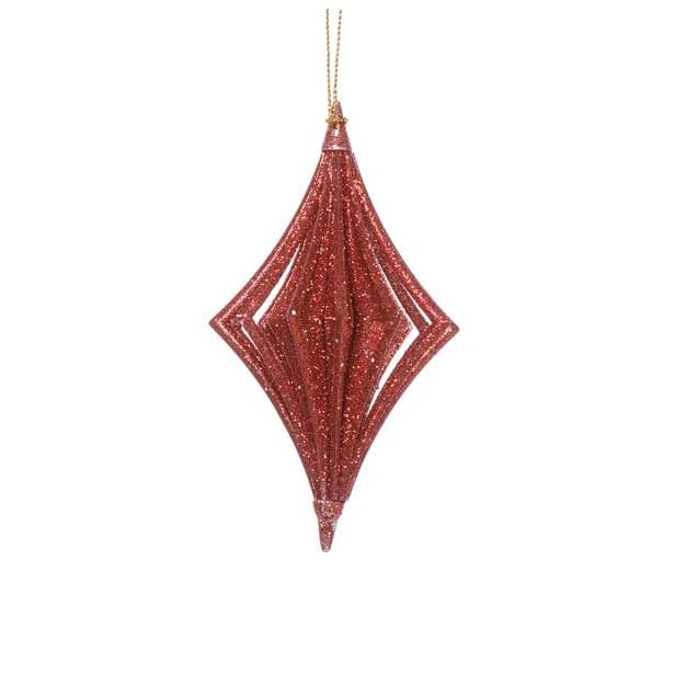 OKRASEK ZA JELKO GLOSSTYLE GEO 3D 7X7X12 CM RDEČE BARVE