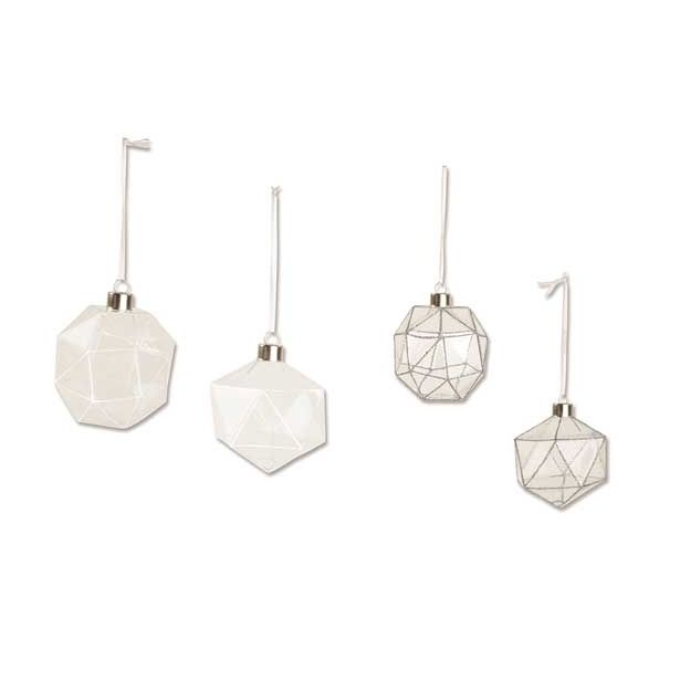 STEKLENA BUNKA R+W GEOMETRIJSKE OBLIKE 8 CM BELA IN SIVE SORTIRANO