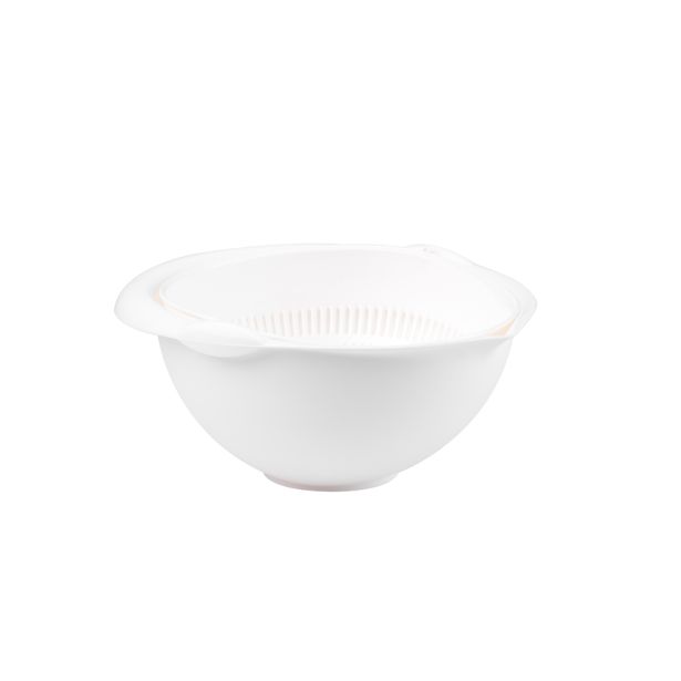 PRIPOMOČEK ZA ODCEJANJE UCSAN PLASTIK GIBLJIVO CEDILO S POSODO 1.8 L BEL