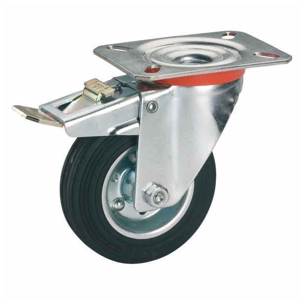 GIBLJIVO KOLO Z ZAVORO DÖRNER + HELMER 100X30MM PLOŠČA 100X85MM ČRN