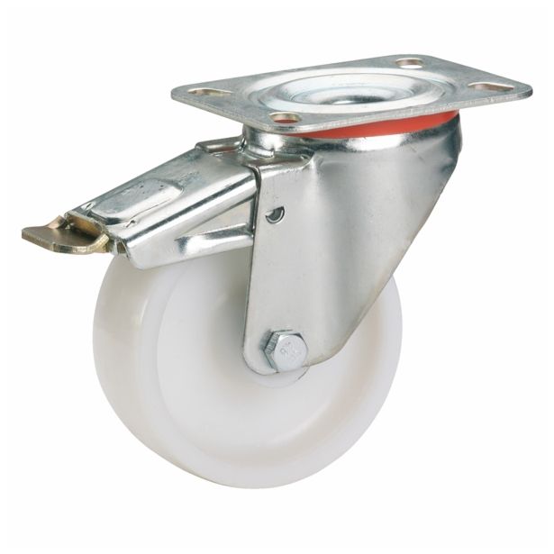 GIBLJIVO KOLO Z ZAVORO DÖRNER + HELMER 100X35MM PLOŠČA 100X85MM POLIAMID, BEL