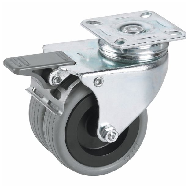 GIBLJIVO KOLO Z ZAVORO DÖRNER + HELMER 75X25 MM PLOŠČA 60X60MM DVOJNO