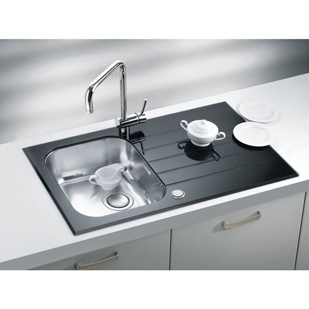 STEKLENO POMIVALNO KORITO ALVEUS GLASSIX UP 10, ČRNA 860X500 MM