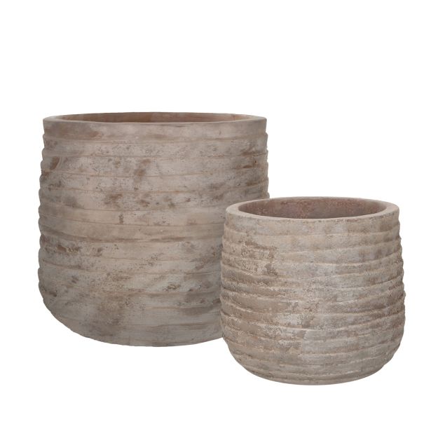 GLINENI ZUNANJI LONEC MICA MOUNT REBRAST OKROGEL BEIGE - V45XD48.5CM