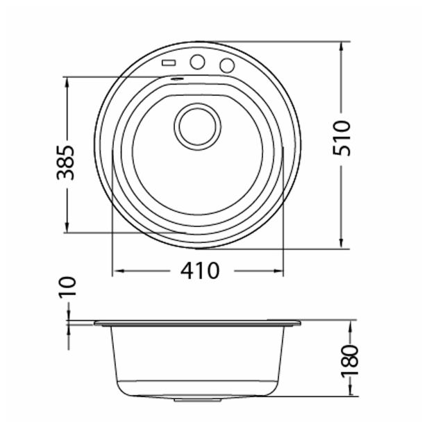GRANITAL POMIVALNO KORITO ALVEUS NIAGARA 10, G91 CARBON FI 510 MM