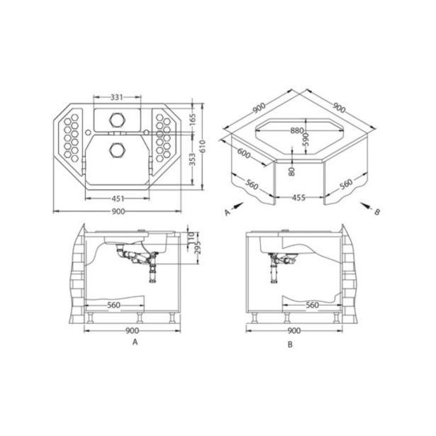 GRANITAL POMIVALNO KORITO ALVEUS SENSUAL 60, G05M TWILIGHT 900X610 MM