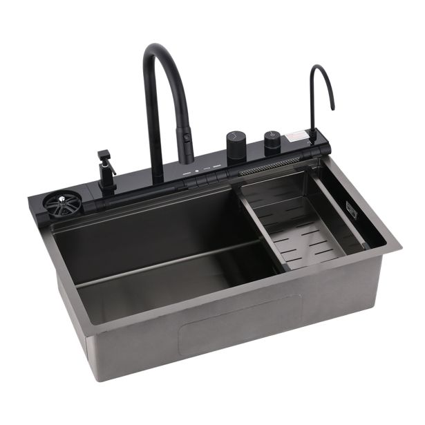 GRANITAL POMIVALNO KORITO INTER CERAMIC SMART IN PIPA ČRNA