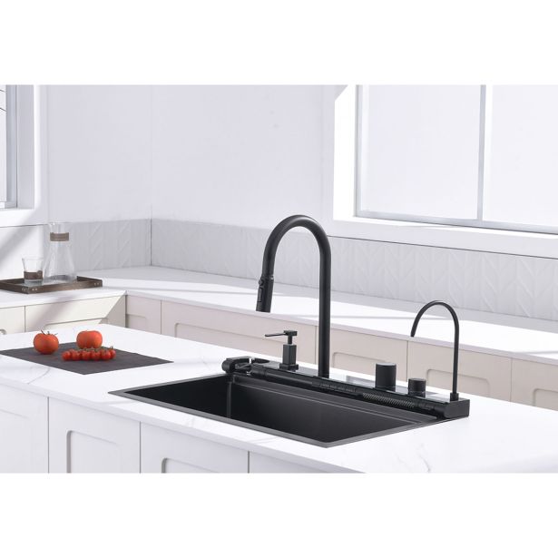 GRANITAL POMIVALNO KORITO INTER CERAMIC SMART IN PIPA ČRNA