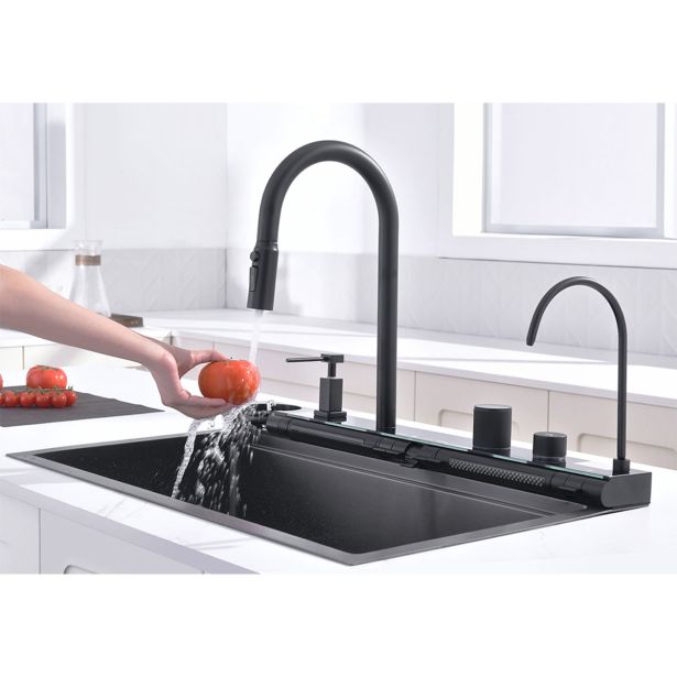 GRANITAL POMIVALNO KORITO INTER CERAMIC SMART IN PIPA ČRNA