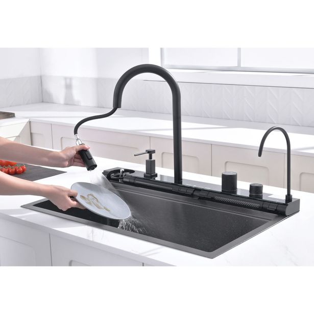 GRANITAL POMIVALNO KORITO INTER CERAMIC SMART IN PIPA ČRNA