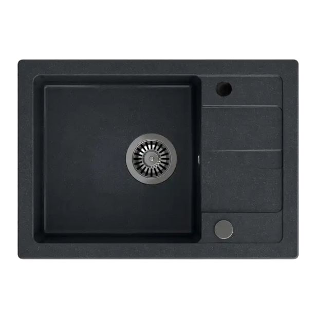 GRANITAL POMIVALNO KORITO QUADRON BEN 116 + KATE ČRN SET Z ARMATURO