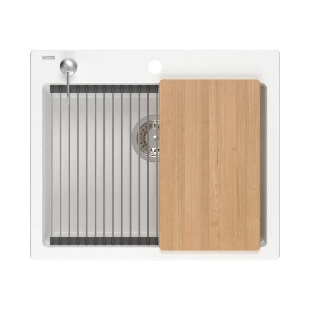 GRANITAL POMIVALNO KORITO QUADRON KURT 110 + MAGGIE BELA SET Z ARMATURO