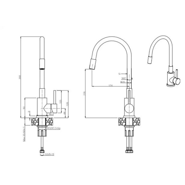 GRANITAL POMIVALNO KORITO QUADRON KURT 110 + MAGGIE ČRN SET Z ARMATURO