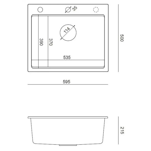 GRANITAL POMIVALNO KORITO QUADRON KURT 110 + MAGGIE ČRN SET Z ARMATURO