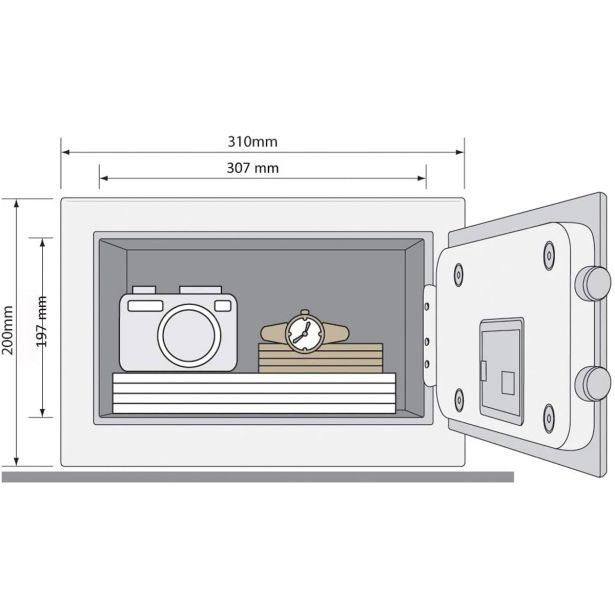 YALE TREZOR GUEST SMALL; VXŠXD 200X310X200 MM, 5,8 KG, 8,6 L,  Z ELEKTRONSKA KLJUČAVNICA IN MASTER KODO + KODA GOSTA, ČRNI.