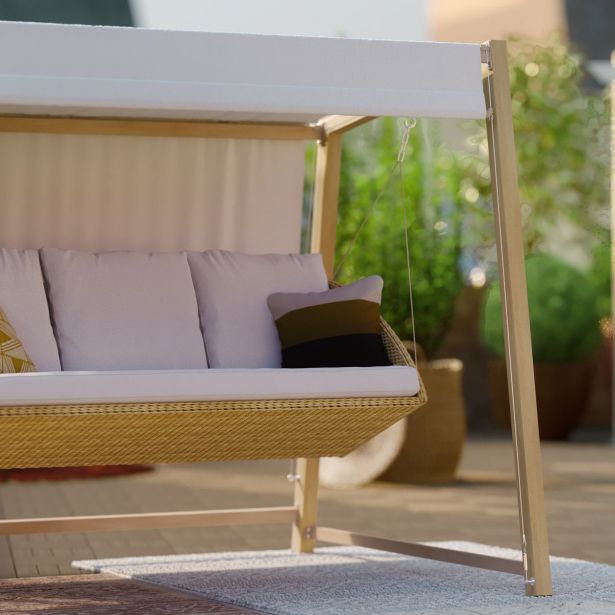 GUGALNIK 3P MEDENA JEKLO Z UČINKOM LESA PLETENO SPUNPOLY