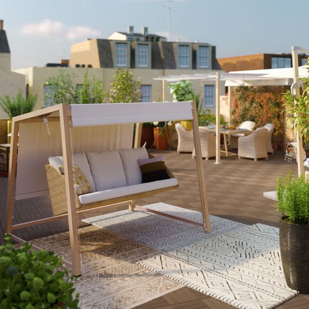 GUGALNIK 3P MEDENA JEKLO Z UČINKOM LESA PLETENO SPUNPOLY