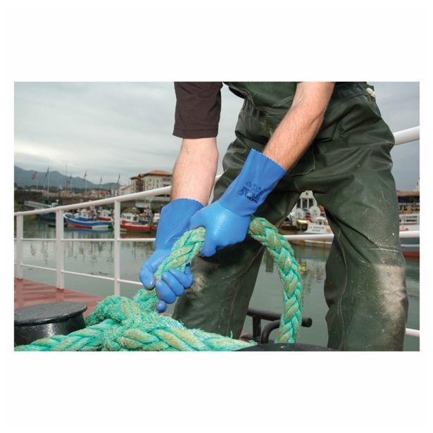 GUMENE ROKAVICE 660 ŠT. L/9 MODRA KISLINOODPORNA