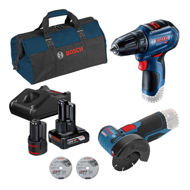 AKUMULATORSKI SET BOSCH PROFESSIONAL GWS 12V-76 + GSR 12V-30