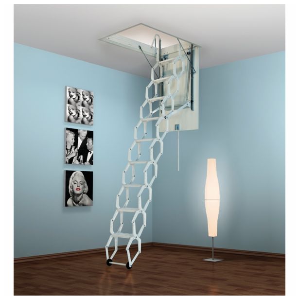 KOVINSKE PODSTREŠNE STOPNICE LOŽ METALPRES HARMOLUX 70X110/270 CM BELE