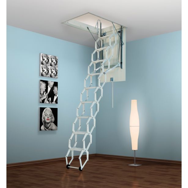 KOVINSKE PODSTREŠNE STOPNICE LOŽ METALPRES HARMOLUX 70X120/270 CM BELE