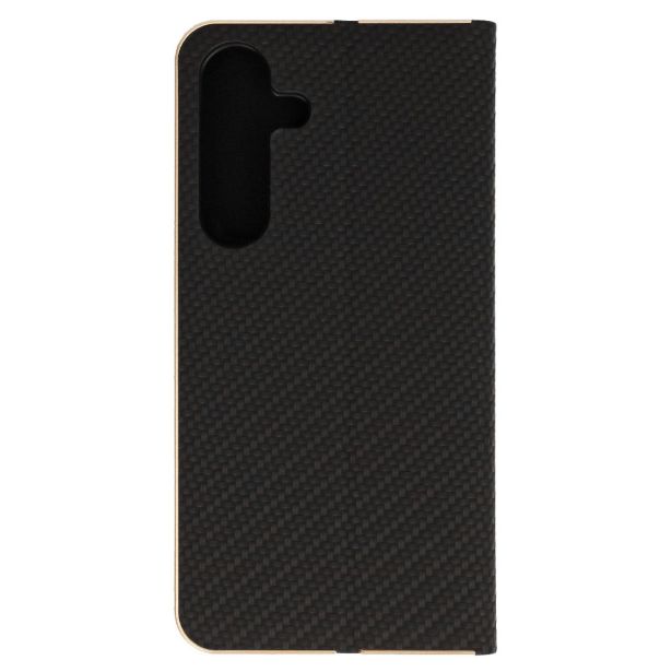 HAVANA PREMIUM PREKLOPNA TORBICA SAMSUNG GALAXY S25 5G - CARBON ČRNA Z ZLATIM ROBOM