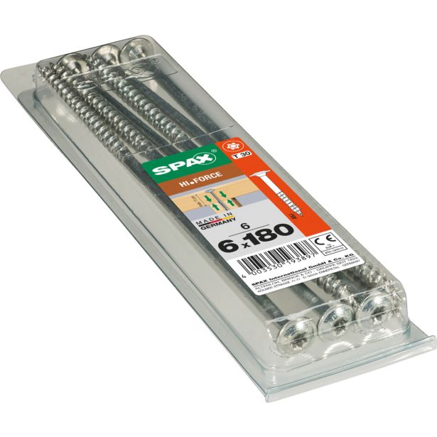 VIJAK ZA LESENE KONSTRUK. SPAX HI.FORCE T-STAR 6X180 ZAV=6KOS WIROX