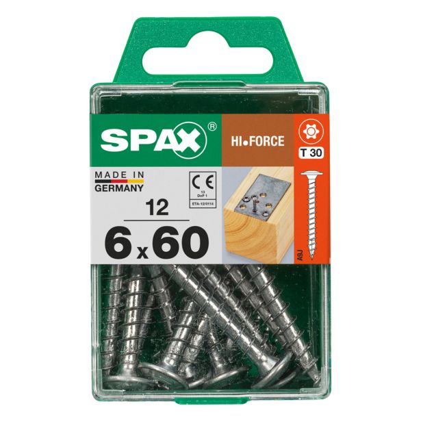 VIJAK ZA LESENE KONSTRUK. SPAX HI.FORCE T-STAR 6X60 ZAV=12KOS WIROX