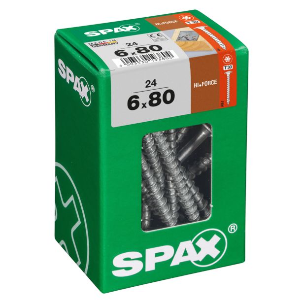 VIJAK ZA LESENE KONSTRUK. SPAX HI.FORCE WIROX 6X80 ZAV=24KOS