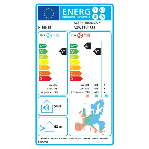 HISENSE KASETNA KLIMA ROUND FLOW,3.5KW, NOTRANJA IN ZUNANJA ENOTA