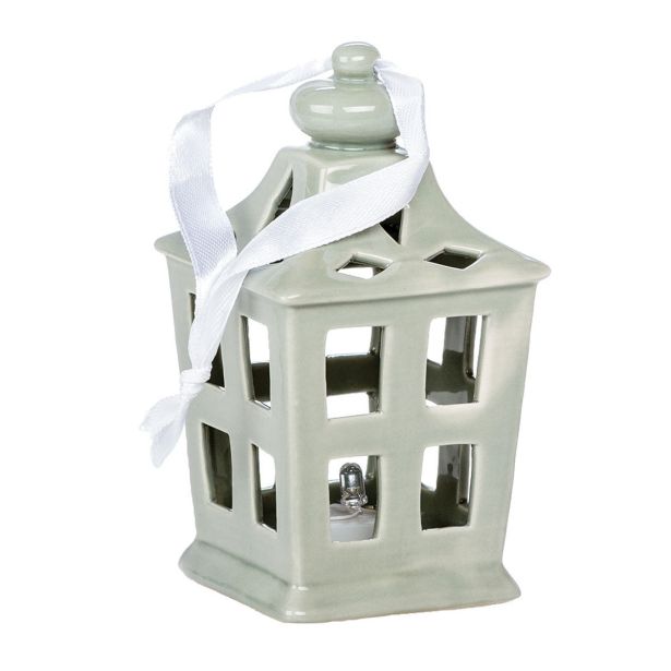 OKRASEK ZA JELKO GLOSSTYLE HIŠICA 11 CM SIVE BARVE Z LED LUČKO