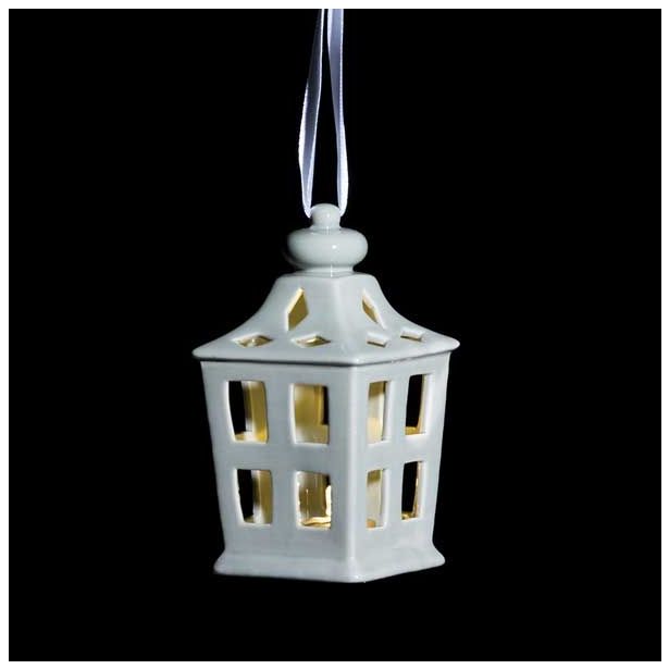 OKRASEK ZA JELKO GLOSSTYLE HIŠICA 11 CM SIVE BARVE Z LED LUČKO