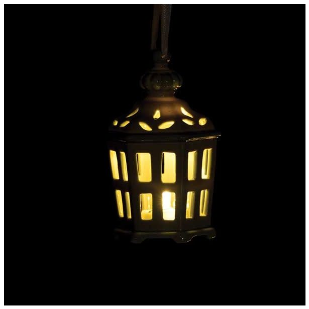 OKRASEK ZA JELKO GLOSSTYLE HIŠICA 11 CM SIVE BARVE Z LED LUČKO