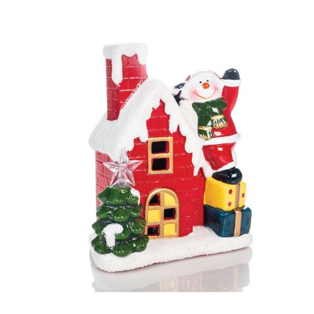 HIŠKA S SNEŽAKOM 18.5 CM LED